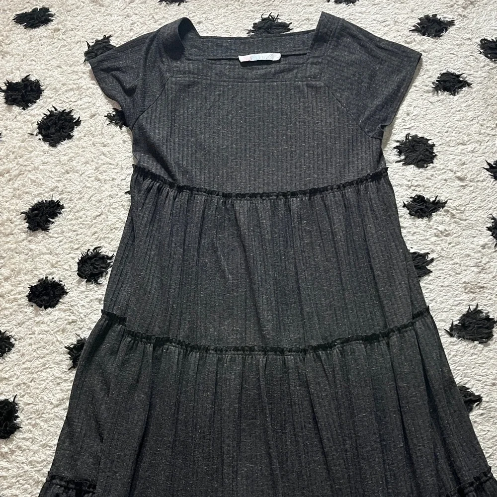 Free people beach size small saltwater tiered maxi dress dark grey short sleeve